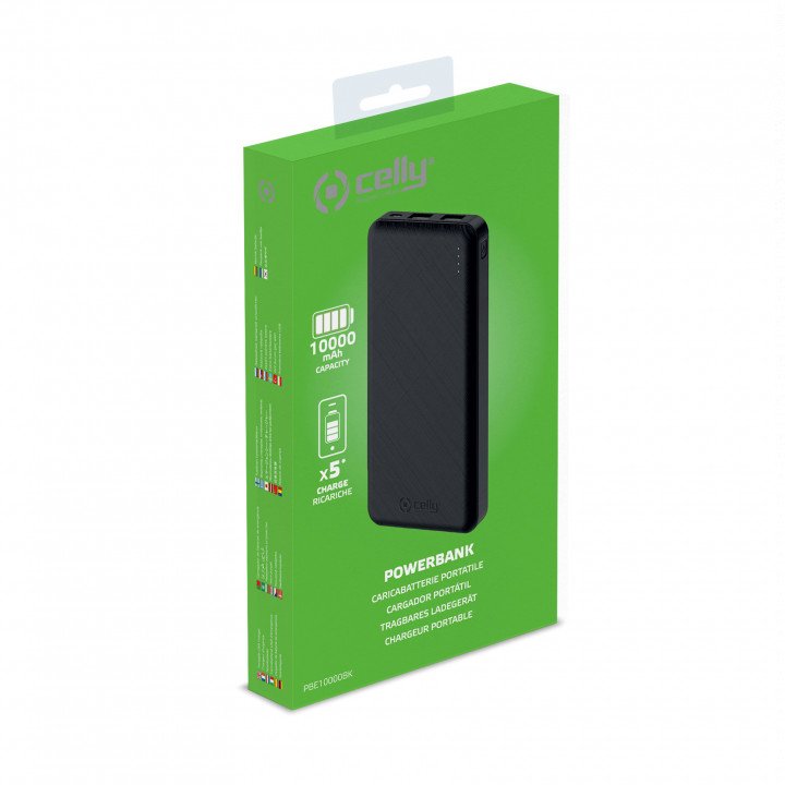 Celly Powerbank 10.000mAh Dual USB Zwart - ReparatieCenter.nl