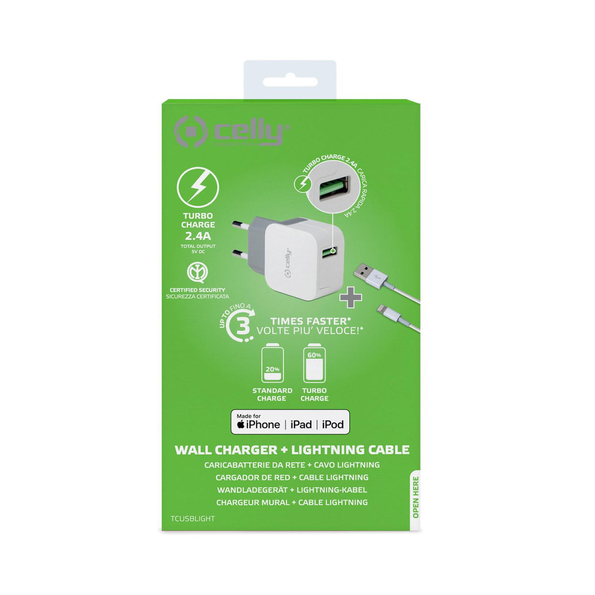 Celly Wall Charger met Lightning kabel