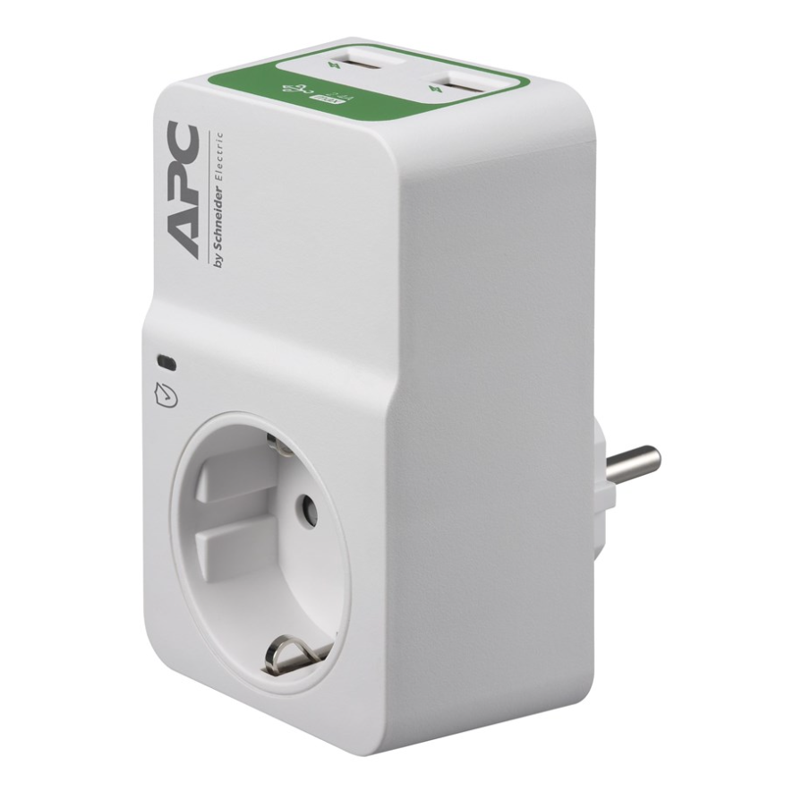 APC Tussenstekker met overspanningsbeveiliging 3680W 1x stopcontact + 2x USB - ReparatieCenter.nl