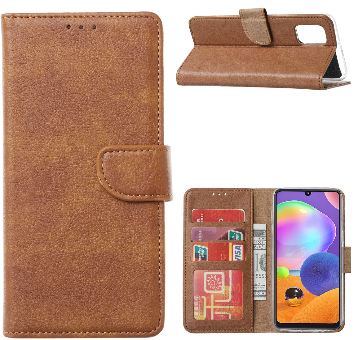 Samsung Galaxy A13 4G Book Case Bruin - met pasjes - ReparatieCenter.nl