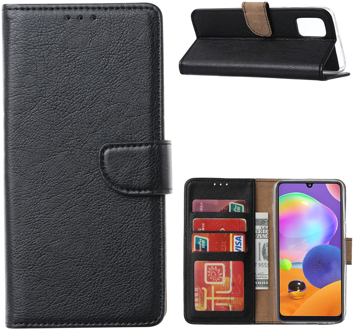 Samsung Galaxy A13 4G Book Case Zwart - met pasjes - ReparatieCenter.nl