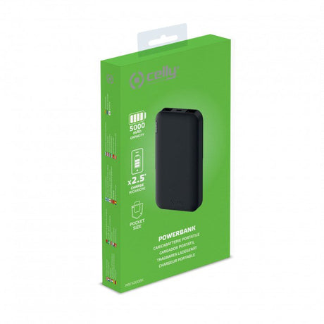 Celly Powerbank 5000mAh Dual USB Zwart - ReparatieCenter.nl