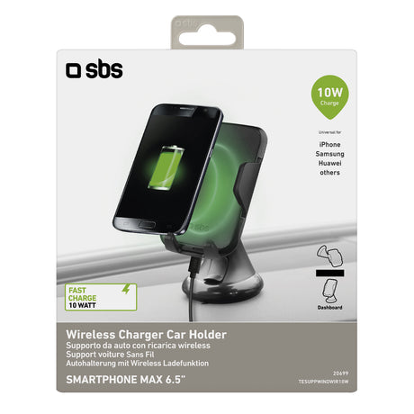 SBS Car Holder Dashboard Wireless Car Charger 10W - tot 6.5 inch - ReparatieCenter.nl