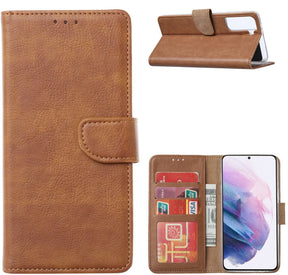 Samsung Galaxy S21 FE Book Case Bruin - met pasjes - ReparatieCenter.nl