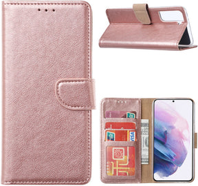 Samsung Galaxy S21 FE Book Case Roségoud - met pasjes - ReparatieCenter.nl
